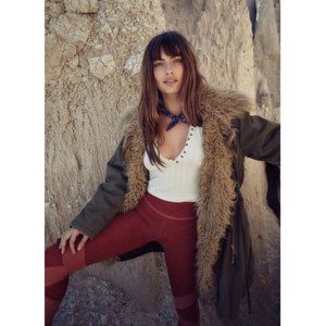 Free People Love Your Parks Parka Jacket Coat XS Faux Fur Color: Dark grey